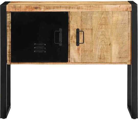 Console Table of Solid Wood & Metal Ακατέργαστο Ξύλο Μάνγκο L90xW35xH75cm