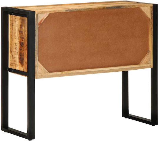 Κονσόλα από Μασίφ Ξύλο & Μέταλλο Ακατέργαστο Ξύλο Μάνγκο Μ90xΠ35xΥ75εκ.