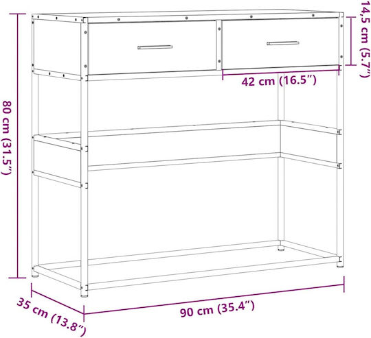 Konsole Oaks L90xB35xH80cm
