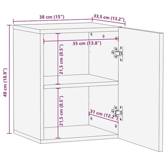 vidaXL Holz Badezimmerschrank B38xT33.5xH48cm Schwarz