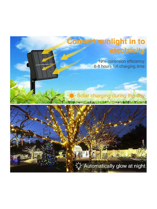 500 Λαμπάκια LED 100μ. Θερμό Λευκό Ηλιακά σε Σειρά