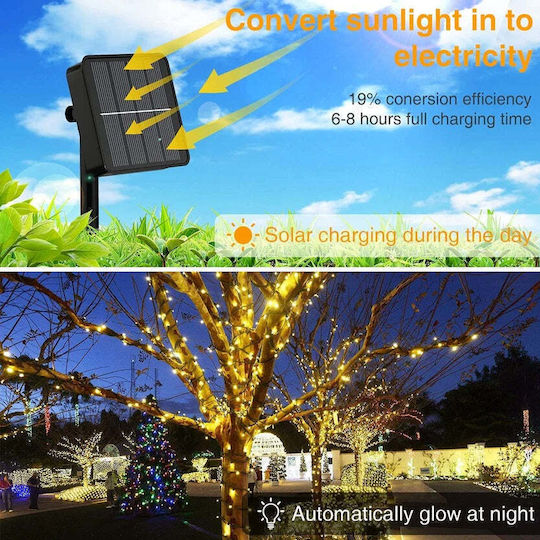 500 Λαμπάκια LED 100μ. Θερμό Λευκό Ηλιακά σε Σειρά
