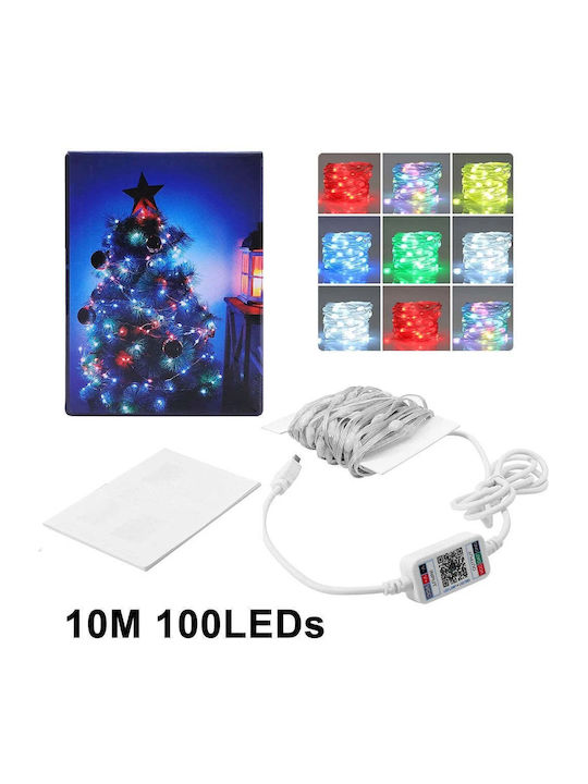 100 Lămpițe LED 10m. Multicolore USB tip Șir 1buc