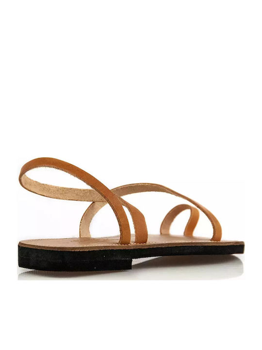 Flache Sandalen für Damen in Tabac Braun Farbe