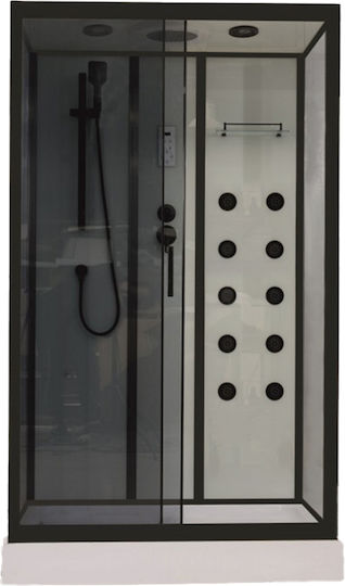 Inter Ceramic Icsh Καμπίνα Ντουζιέρας με Συρόμενη Πόρτα και Υδρομασάζ Black 6988354246821