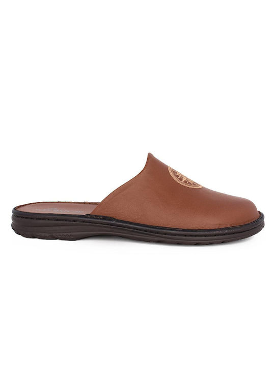 Castor Anatomic Men's Leather Slippers Brown