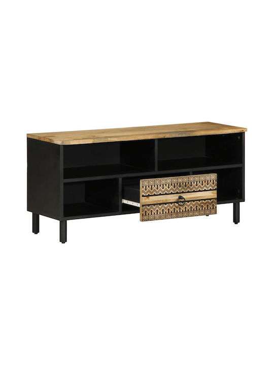 TV Stand from Solid Wood Black Velvet-Black Metal L100xW33.5xH46cm