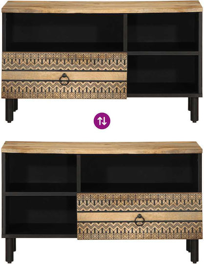 TV Stand Made of Solid Wood Black M80xD33.5xH46cm