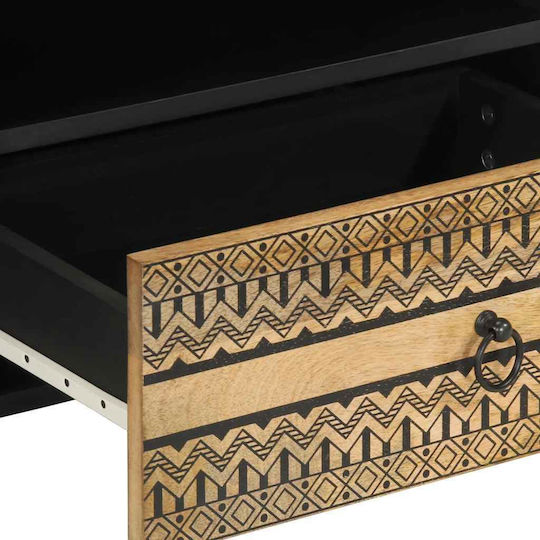 TV Stand Made of Solid Wood Black M80xD33.5xH46cm