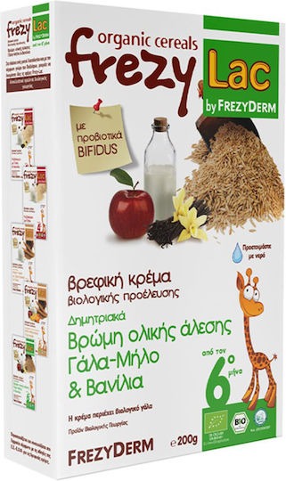Frezyderm Fruchtpüree από Βρώμη Ολικής Άλεσης & Gάλα, mit Geschmack Apfel & Vanille Ohne Zuckerzusatz 200gr für 6+ Monate