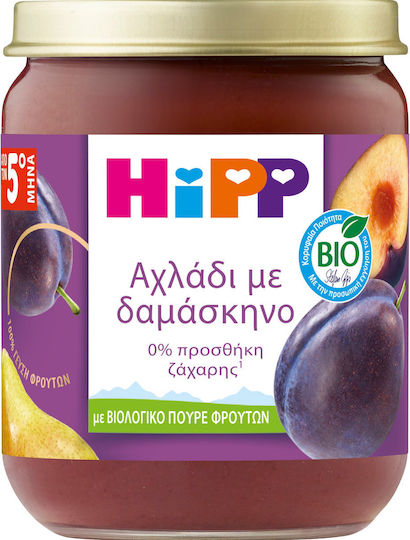 Hipp Φρουτόκρεμα με Γεύση Δαμάσκηνο με Αχλάδι Χωρίς Προσθήκη Ζάχαρης 190gr για 4+ Μηνών