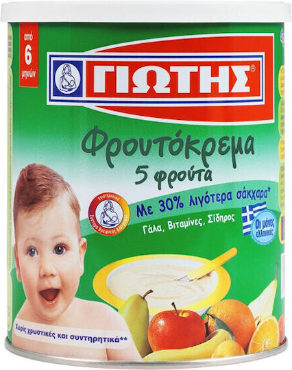Γιώτης Φρουτόκρεμα με Γεύση Μπανάνα, Μήλο, Αχλάδι, Πορτοκάλι & Βερίκοκο 300gr για 6+ Μηνών