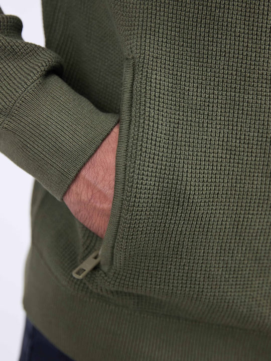 Men's Knitted Cardigan with Hood Khaki
