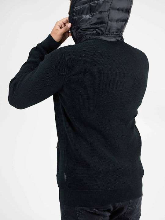 Herren Strickjacke mit Kapuze Black