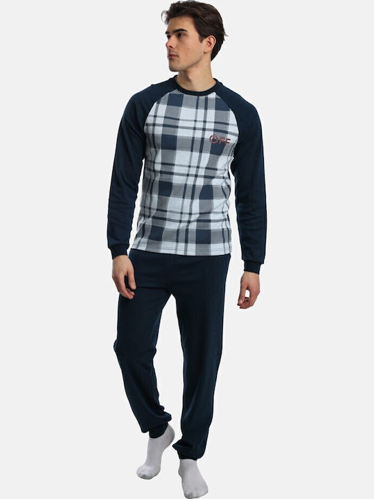 Dreams by Joyce Power Off Winter Herrenpyjama Baumwollene Hellblau/Blau