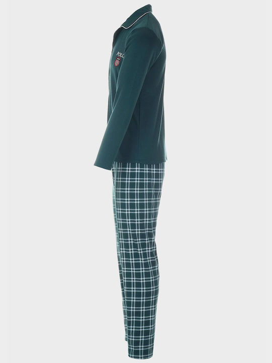 G Secret Men's Winter Checked Pajamas Set Green