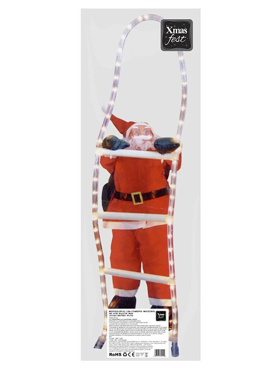 Outdoor Santa Claus in Ladder with Light Tube White