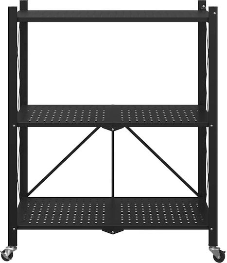 vidaXL Металик Кухненско Тролейче С 3 Позиции Черно 71x34x88см