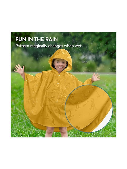 Rain Poncho - Unisex Αδιάβροχο Πόντσο με Κουκούλα & Θήκη Μεταφοράς για Παιδιά 11 έως 15 ετών - Large - Yellow Αδιάβροχο Παιδικό Casual Μπουφάν με Κουκούλα Κίτρινο