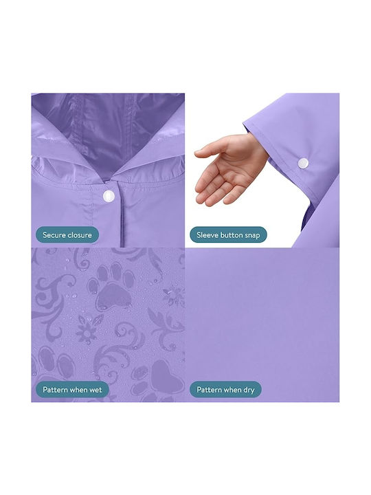 Waterproof Kids' Casual Jacket with Hood Purple