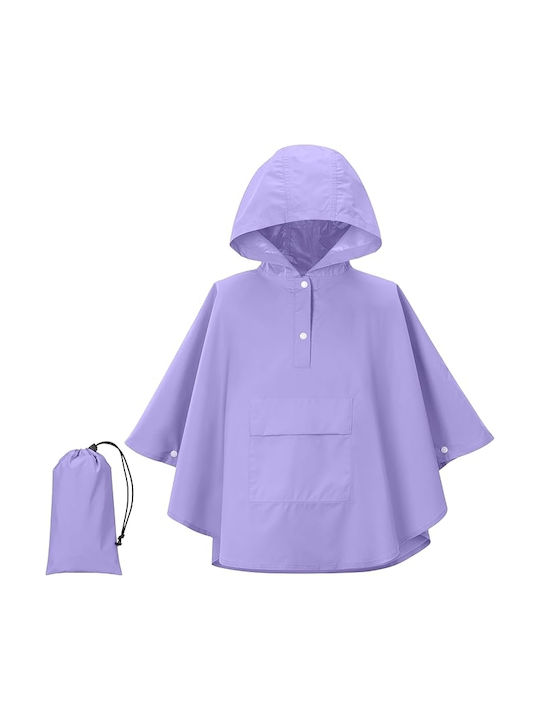 Waterproof Kids' Casual Jacket with Hood Purple