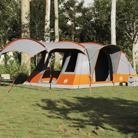 vidaXL Σκηνή Camping Τούνελ Γκρι για 5 Άτομα 595x330x203εκ. Γκρι/Πορτοκαλί