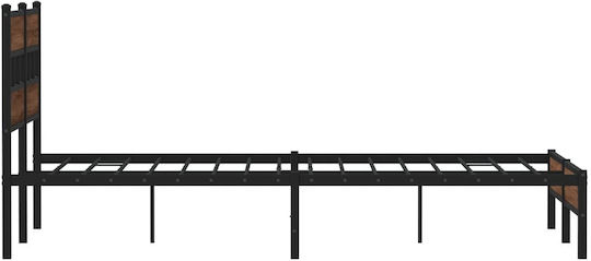 Doppelbett Holz Braun Eiche mit Lattenrost für Matratze 137x190cm