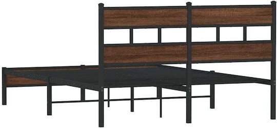 Doppelbett Holz Braun Eiche mit Lattenrost für Matratze 137x190cm