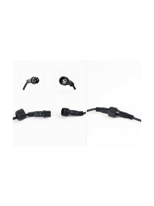 Ghirlandă Luminoasă 10 Becuri LED Mate Lungime 10m Cablu Negru Lumină Caldă pentru Exterior