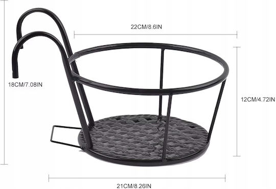Donica Balcony Planter Hanging Metal Frame Black 22cm