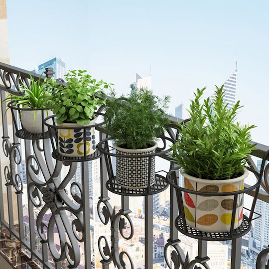 Donica Balcony Planter Hanging Metal Frame Black 22cm