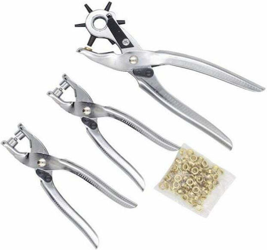 Set 3 Pieces Crimping Pliers Pre-cut Fixing Rings Staples Rings Drilling Belts Clothing Items