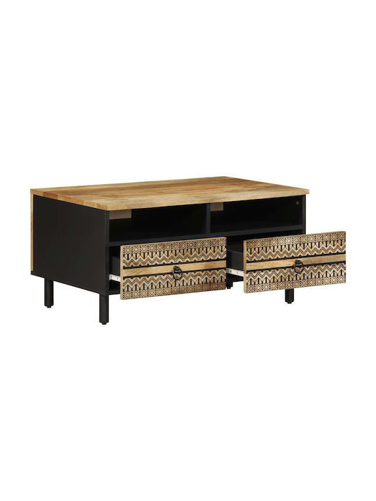 Rectangular Coffee Table from Solid Wood Black Velvet-Black Metal L80xW54xH40cm.