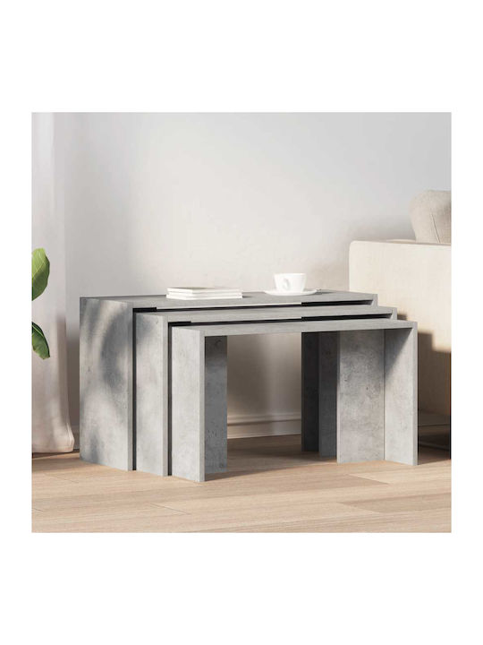 Rectangular Zigzag Set Wooden Grey Concrete 3pcs WxLcm.