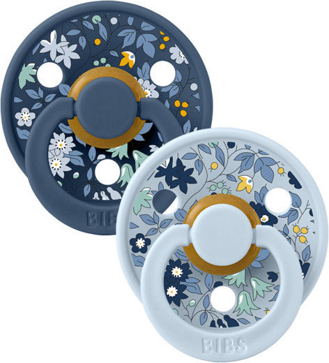 Bibs X Liberty Pacifiers Rubber Chamomile Lawn/Baby Blue for 6+ months 2pcs
