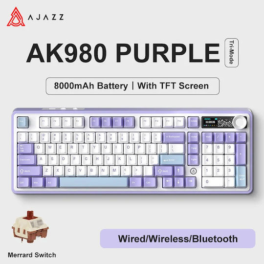 Ajazz AK980 Wireless Gaming Mechanical Keyboard with Merrard switches and RGB lighting (English US) Purple