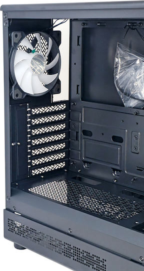Powertech PT-1309 Gaming Midi-Turm Computergehäuse mit Seitenfenster und RGB-Beleuchtung Schwarz