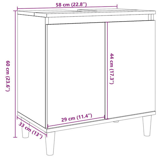 vidaXL Countertop without Sink L58xW33xH60cm Oaks
