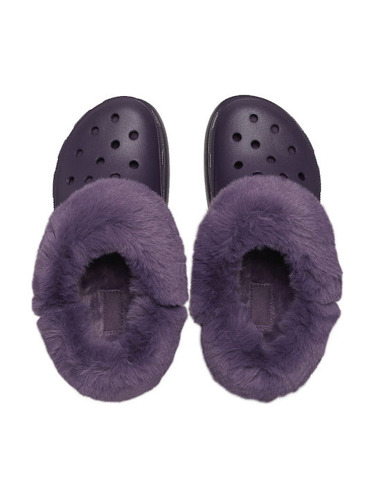 Crocs Furever Crush Дамски Клоги с козина Лилав