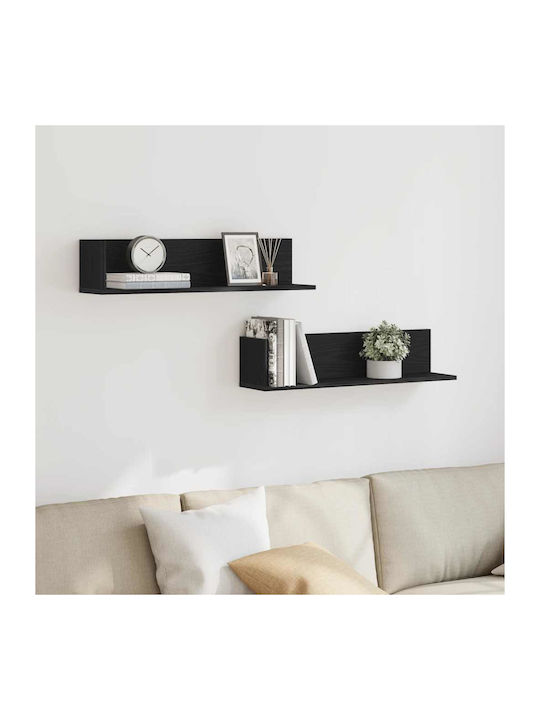 Shelves Wall Black 2pcs 75x16.5x16.5cm