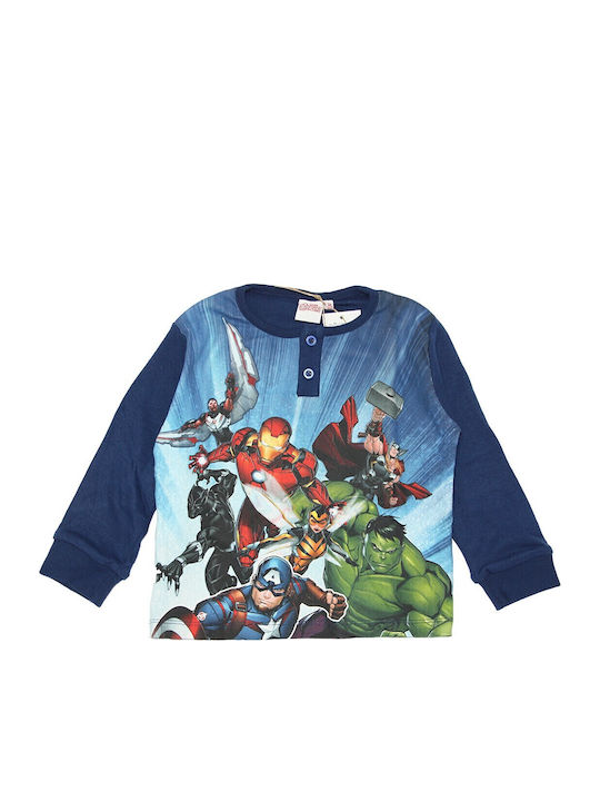 Marvel Παιδική Πιτζάμα Χειμωνιάτικη Σκούρο Μπλε