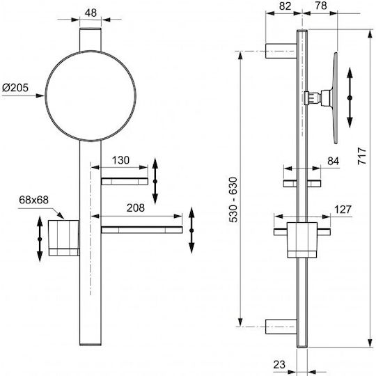 Ideal Standard Ράγα Μπάνιου Μονή Επιτοίχια με Βίδες ​70x70cm Ροζ