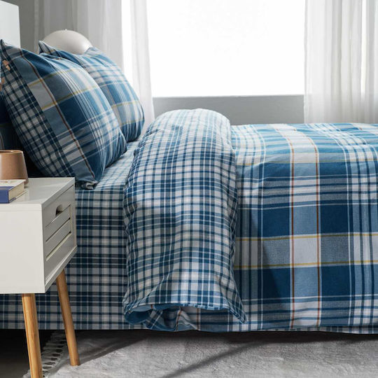 Vesta Home Σετ Παπλωματοθήκη Βαμβακερή 170x240cm Μονή με Μαξιλαροθήκη Oslo Μπλε