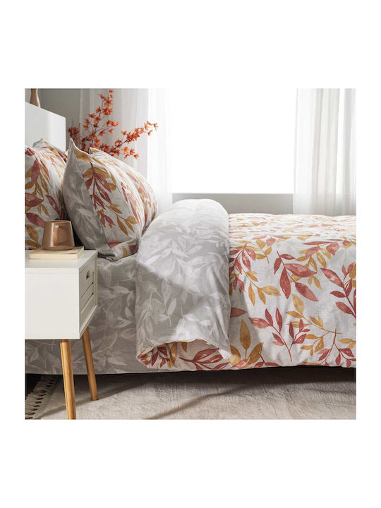 Vesta Home Set Cotton Duvet Cover 170x240cm Single with Pillowcase Aspa Orange