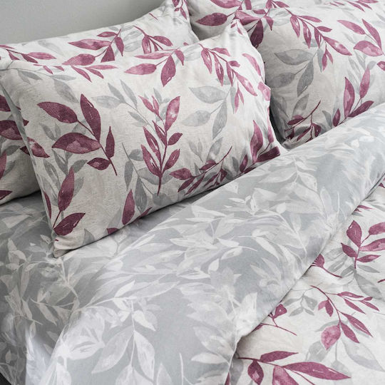 Vesta Home Cotton Duvet Cover Set 230x240cm Double With 2 Pillowcases Aspa Purple
