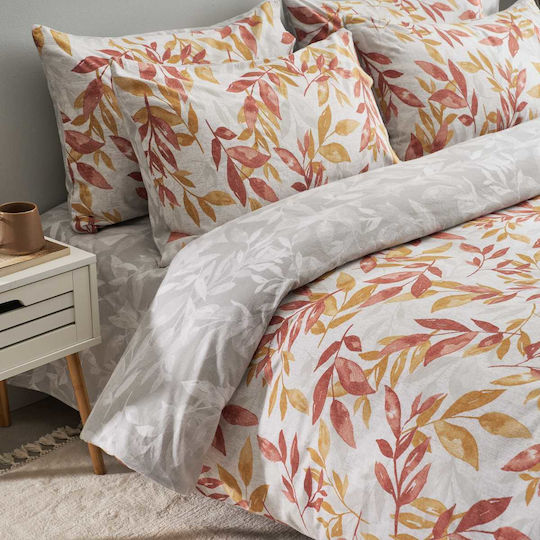 Vesta Home Set Cotton Duvet Cover 170x240cm Single with Pillowcase Aspa Orange