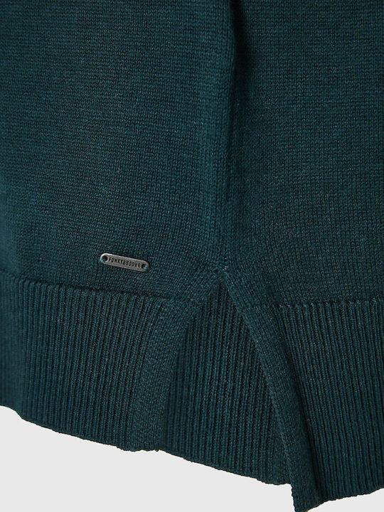 Women's Long Sleeve Sweater Cotton Turtleneck Green