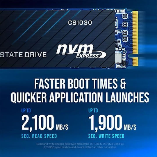 PNY CS1030 SSD 500GB τύπου M.2 με σύνδεση PCI Express 3.0 M280CS1030-500-RB Bulk