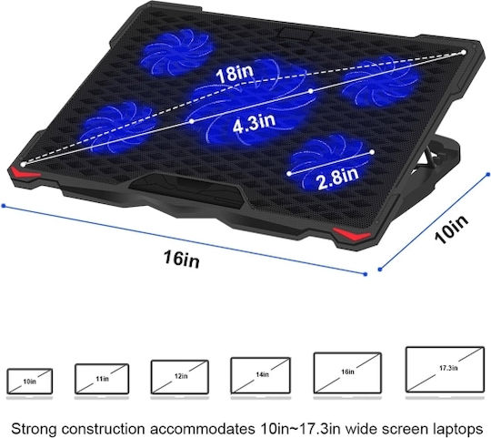 Omega Cooling Pad for Laptop up to 18" with 5 Fans and Illuminated PLCP5FB