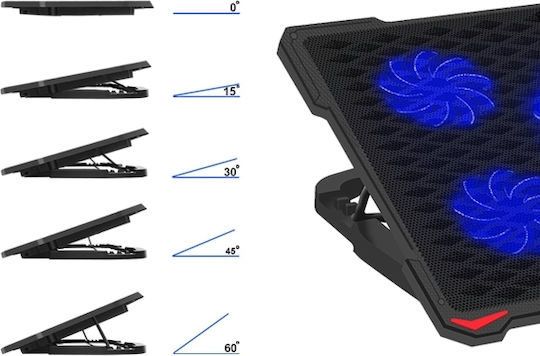 Omega Cooling Pad for Laptop up to 18" with 5 Fans and Illuminated PLCP5FB